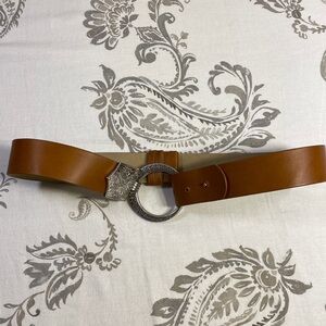 Chicos wide Boho silver tone circle buckle